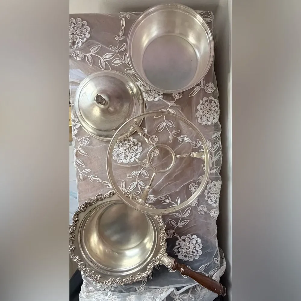 Elegant Silver Fondue Serveware Dish